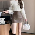 thumbnail image 4 of Minivestido de cintura alta Falda pantalón de corte A para mujer Pantalones cortos sexys y picantes Botas de cuero con punta abierta Moda otoño/invierno, 4 of 5