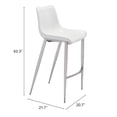 thumbnail image 6 of Magnus Barstool White & Silver Barstool, Modern Style, Plush and durable faux leather fabric, Plywood, Indoor Bar, 6 of 11