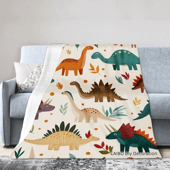 Joocar Dinosaur Pattern Flannel Blanket For Winter Gift Home Sofa Bed Decoration 40x50 inch