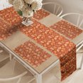 thumbnail image 2 of Ambesonne Orange Table Runner & Placemats, Retro Paisley Flowers, Placemat 4 pcs + Runner 16"x72", Redwood Orange Cream, 2 of 2
