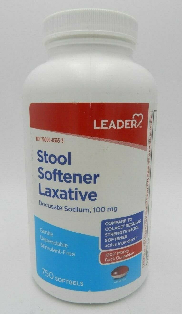 Leader Stool Softener Laxative Docusate Sodium 100 mg, 750 softgels