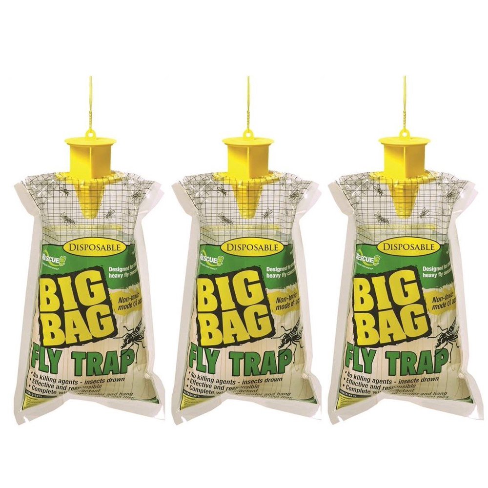 Rescue Disposable NonToxic Big Bag Fly Trap (3 Pack)