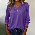 thumbnail image 2 of CONZONE Womens Summer T-Shirts 3/4 Sleeve T Shirts for Women Casual Crew Neck Solid Color Lightweight Tees Soft Cozy Dailywear, 2 of 4