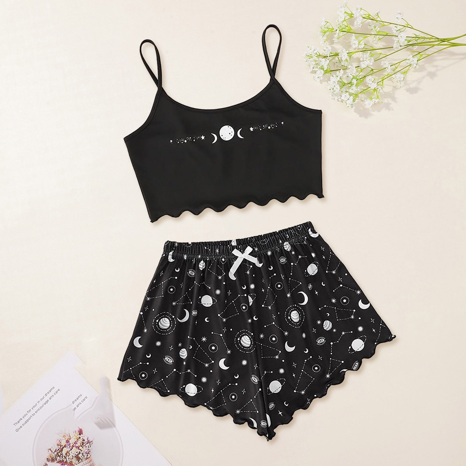 Jsaierl Pajamas for Women Set Ladies Plush Christmas Lingerie Sets