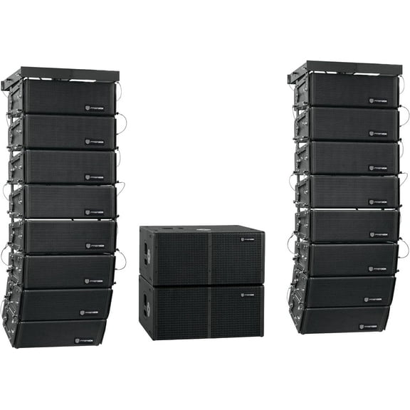 Proreck Venue Set 10000W Powered PA Speaker System Combo Set , Black