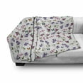 thumbnail image 3 of Floral Soft Flannel Fleece Throw Blanket, Bouquet of Purple Spring Flowers a Magnolias Violets and Flying Tiny Butterflies, Cozy Plush for Indoor and Outdoor Use, 50" x 70", Multicolor, by Ambesonne, 3 of 6