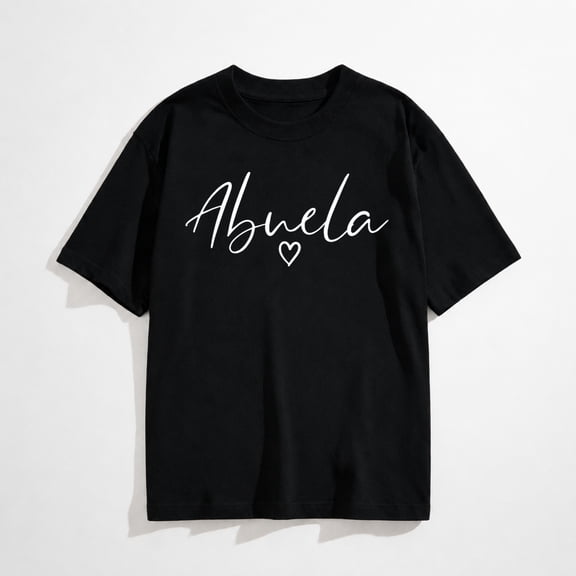 Women's Abuela Heart Graphic T-Shirt, Grandma Gift Casual Short Sleeve Tee