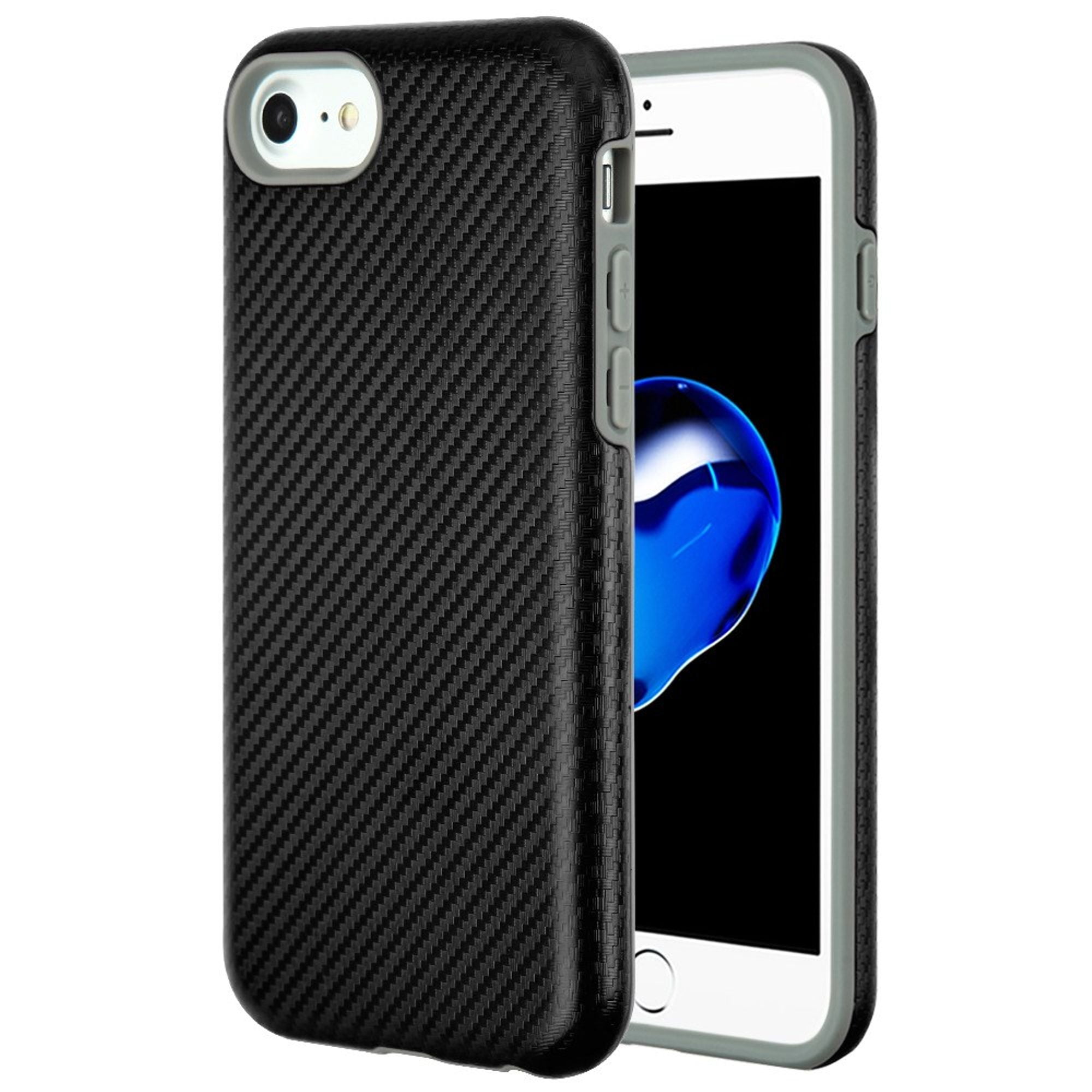 For iPhone SE 2020 Case by Insten Carbon Fiber Dual Layer [Shock