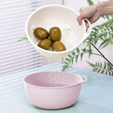 

Plastic Strainers and Colanders Vegetable Washing Basket Multi Functional Basket New Fruit Cleaning Bowl With Strainer Container Kitchen Sink Food Catcher Drainer Fruit Rinser Filter Bowl