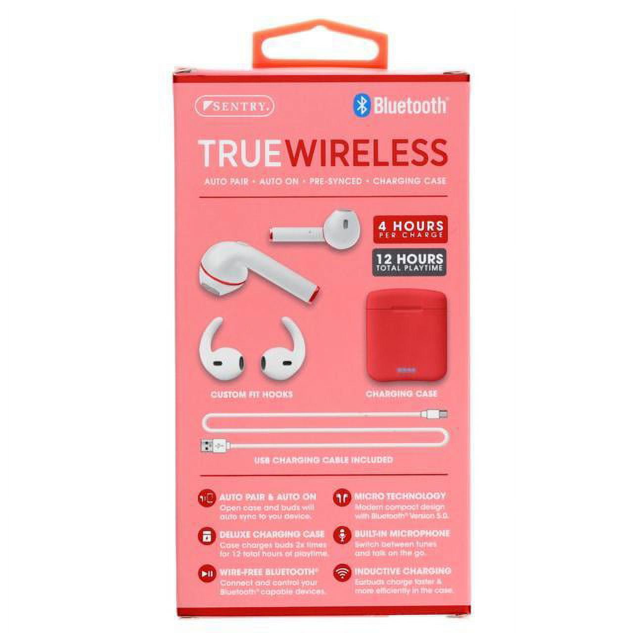 Sentry BT960R Tw Earbuds W/ Charging Case Coral Red