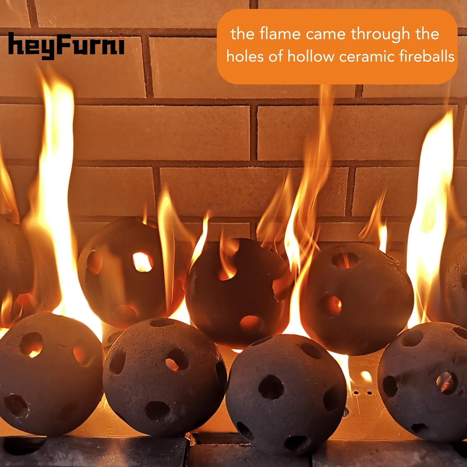 Heyfurni 10pcs Ceramic Fire Balls,Round Fire Stones Set for Indoor and Outdoor Gas,Propane Fireplace Fire Bowl, Fire Pit Accessories,3 inch, Black