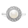thumbnail image 5 of Cheryl M 925 Sterling Silver Rhodium Plated CZ & White FWC Pearl Ring Size: 8; for Adults and Teens; for Women and Men, 5 of 5
