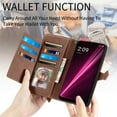 thumbnail image 5 of SaniMore Case for T-Mobile REVVL 6 Pro 5G, PU Leather Zipper Wallet Detachable Lanyard Retro Embossed Flower Crad Slots Flip Kickstand Full Body Protective Drop-proof Cover, Brown, 5 of 8