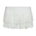 thumbnail image 7 of Ousvtion Clearance Deals Women Lace Mini Skirts 2025 Summer Pleated Ruffle Skirt Floral Tiered Short Dress Underskirt Fashion Y2k Dresses,White,Large, 7 of 7