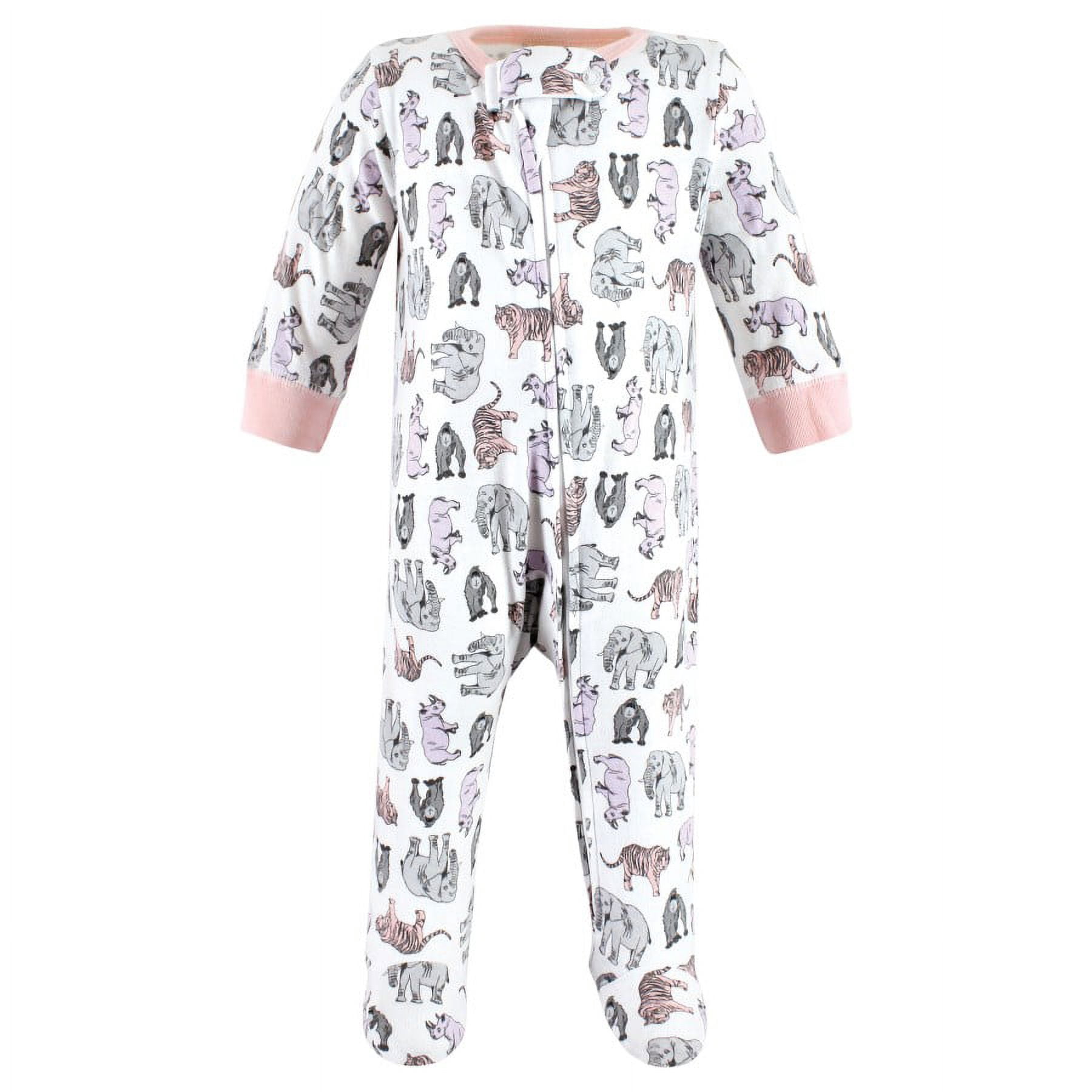 Touched by Nature Infant Girl Organic Cotton Sleep and Play, Girl Endangered Safari, Preemie