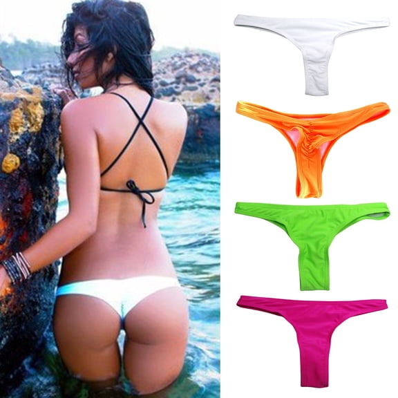 Joernso Women's Cheeky Bikini Bottom Low Waisted Thong Rave Bottoms Mid Cut Bathing Suit Bottom for Beach Swimming Pool