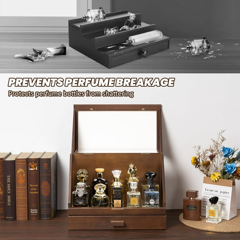 Cologne Organizer for Men, Wood Perfume Organizer Storage with