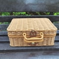 thumbnail image 3 of Storage Box Basket Seagrass Baskets Wicker Suitcase Leather Look Strap Lock Artificial Wooden Woven Organizer Rattan, 3 of 11