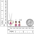 thumbnail image 2 of Gem Stone King 925 Sterling Silver and 10K Yellow Gold Pink Moissanite Red Garnet and White Lab Grown Diamond Pendant Necklace Earrings Set for Women (4.28 Cttw, with 18 inch Chain), 2 of 3