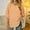 Orange, variant on Loose V-Neck T-Shirt for Women Capris Sleeve Pleated Neck Tops Summer Pullover Comfy Shirt