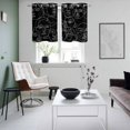 thumbnail image 5 of 2 Panels Kitchen Tier Curtains 39 Inch Length, Abstract Style Grommets Window Treatment Curtain, Black Face Line Modern Character Art Thermal Curtains Drapes for Living Room/Bathroom, 5 of 9