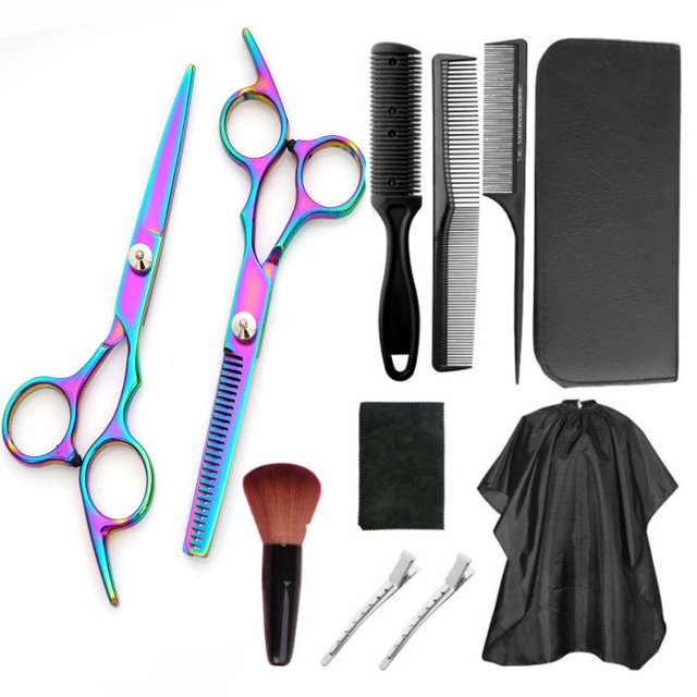 Tijeras de peluquero de acero inoxidable, juego de 6 pulgadas, tijeras de peluquería, suministros de belleza, tijeras planas, tijeras dentadas, tijeras de gama media
