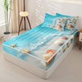 thumbnail image 2 of jejeloiu Sea Beach Shell Pattern Zipper Full Size Comforter Sets with Fitted Sheet and 2 Pillowcases Kids,Hawaii Ocean Holiday Zipper Bedding Set For Boy,Reversible,4 Pieces, 2 of 7