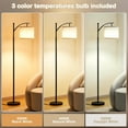 thumbnail image 2 of BN-LINK Dimmable Floor Lamp with 3 Color Temperatures, Standing Lamp with Linen Shade & LED Bulb Included, Tall Lamp for Living Room, Office, Dining Room(Black), 2 of 7