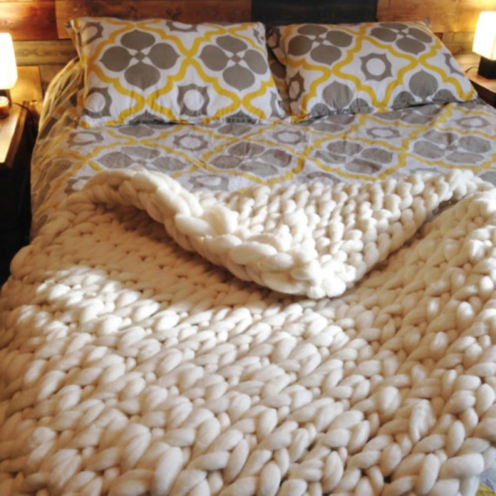 Acrylic Knitted Thick Multicolor Chunky Knit Blanket Home