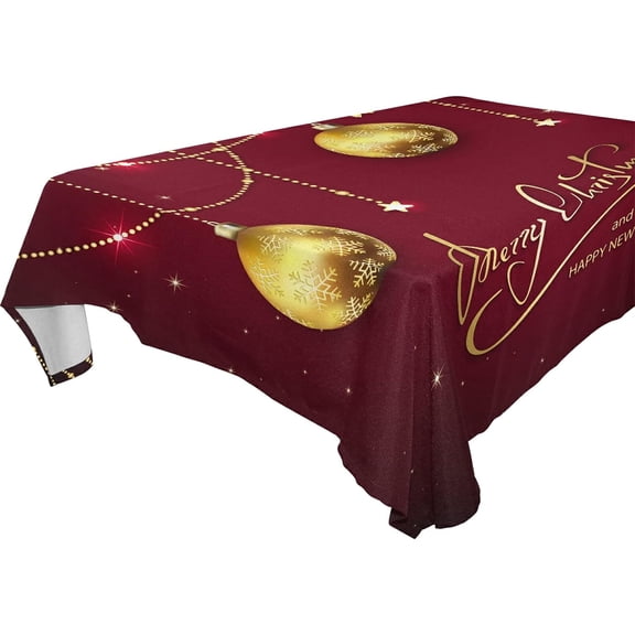 SKYSONIC Christmas Balls Tablecloth Waterproof Washable Polyester Square Table Cover Durable Tablecloth for Kitchen Dining Table Party Decor (54 X 72 Inch)