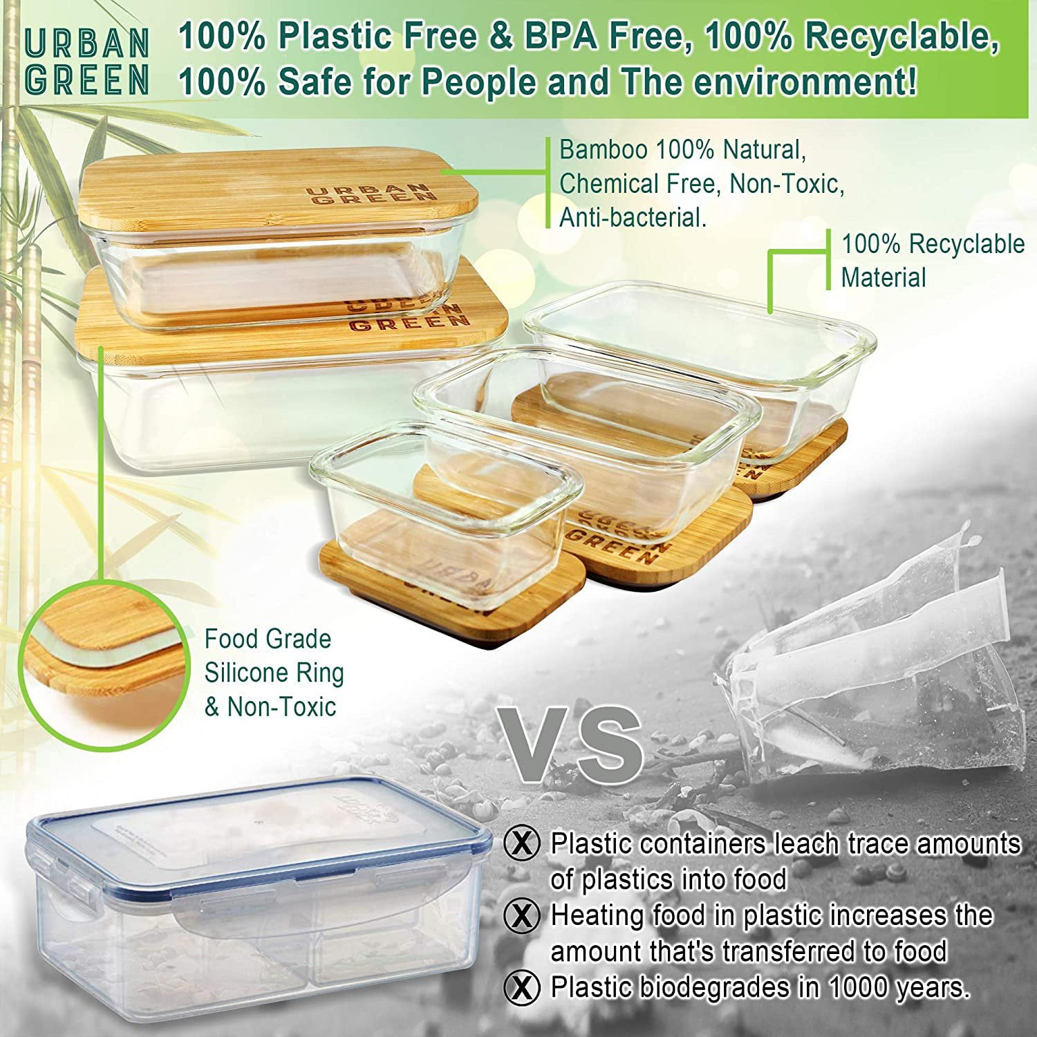 5oz Storage Containers with Bamboo Lids - 4 Pack – Revive Glassworks