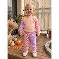 thumbnail image 4 of RUINIXCW Toddler Baby Girls Fall Outfit Contrast Color Long Sleeve Sweatshirt Pants, 4 of 8