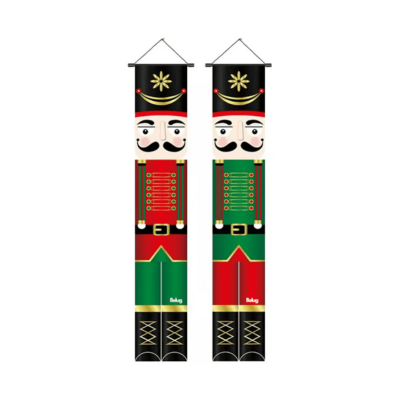 Pancarta De Cascanueces De Navidad, 30 X 180cm Porche Puerta 2 pz Belug, Multicolor