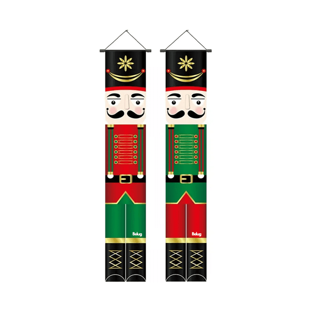 Pancarta De Cascanueces De Navidad, 30 X 180cm Porche Puerta 2 pz Belug, Multicolor