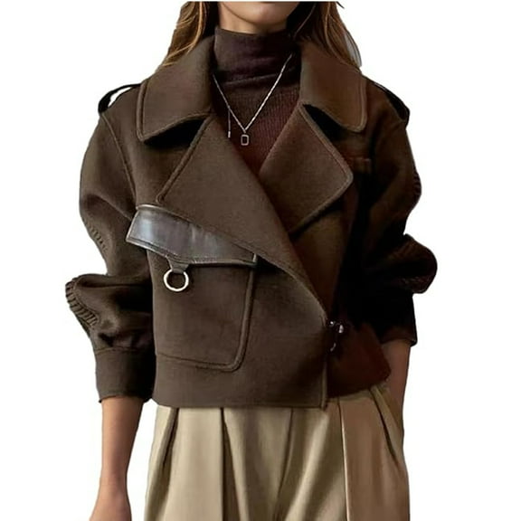 Women's Winter Copped Jacket Long Sleeve Pockets Short Coat Fall Fashion Dressy Outerwear winter coats for women