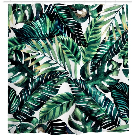 Mimihome Rideaux de Douche Feuilles de Palmier Tropical Rideau de Bain en Tissu Imperméable, 72 x 72 Pouces, Vert