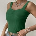 thumbnail image 4 of Wycnly Womens Tank Tops Comfy Knitted Ribbed Sexy Slim Fit Vest Tops Summer Fashion Solid V-Neck Sleeveless Shirts Blouse Green l, 4 of 7