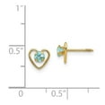 thumbnail image 3 of Real 14kt Yellow Gold Madi K 3mm Aquamarine Birthstone Heart Earrings; for Adults and Teens; for Women and Men, 3 of 3