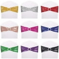 thumbnail image 5 of Zukuco Chair Sashes Bows Sequin Stretchy Spandex Bands One-Sided Sequins Decor for Wedding Party Home Chair Cover Sash Decorations, 5 of 6