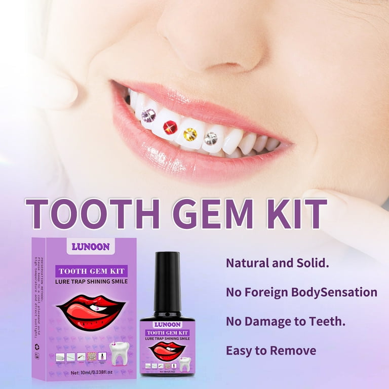 DIY Tooth Gem Kit with UV Light Glue and Clear Crystals for Dental