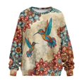 thumbnail image 4 of Xoenoiee Boho Mandala Hummingbird Print Women Pullover Sweatshirt Long Sleeve Jacket Oversized Sweatshirts Warm Fuzzy Sweaters Outerwear with Side Pockets, Size L, 4 of 7