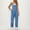 Blue, variant on Jumpsuit for Women Dressy Casual Loose Sleeveless Spaghetti Strap Stretchy Wide Leg Long Pant Romper With Pockets Army Green XL