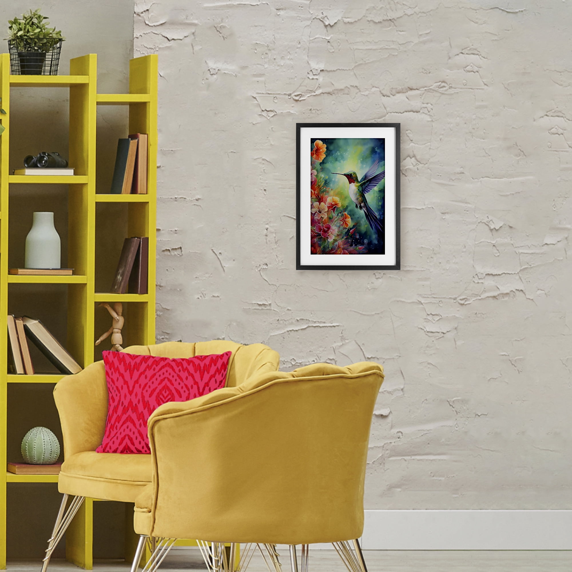 Stupell Industries Fluttering Hummingbird & Radiant Blossoms Black Framed Print Under Glass, design by Creative Studio