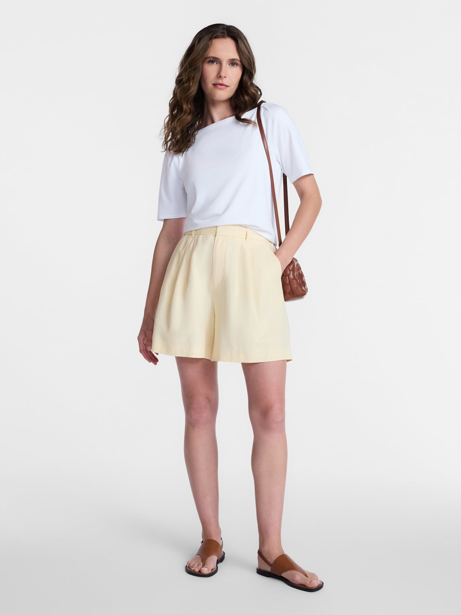 Time and Tru Women's Linen Blend Shorts, 5" Inseam, Sizes XS-XXXL