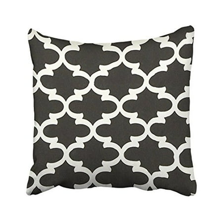 Black Decorative Throw Pillow WinHome Decorative Canvas Quatrefoil Accent Decorative Throw Pillow Cover Black and White Size 18x18 inches Two Side ()