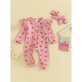thumbnail image 2 of Suealasg Baby Girls Valentine's Day Footies Rompers Newborn Long Sleeve Heart Tree Print Zipper Jumpsuit 3 6 12 Months Infant Girls Spring Clothes, 2 of 9