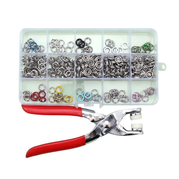100 Sets Five-Buckle Tool Kit with 1Pc Metal Fastener Pliers - Complete Button Fastener Installation Set for Crafts and Decorations