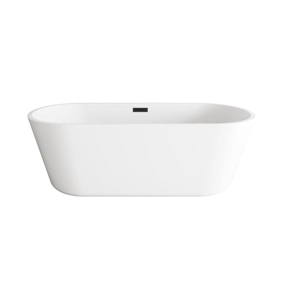 Elegant Kitchen & Bath BT10671GW-MBK 71 in. Soaking Bathtub, Glossy White with Matte Black Trim