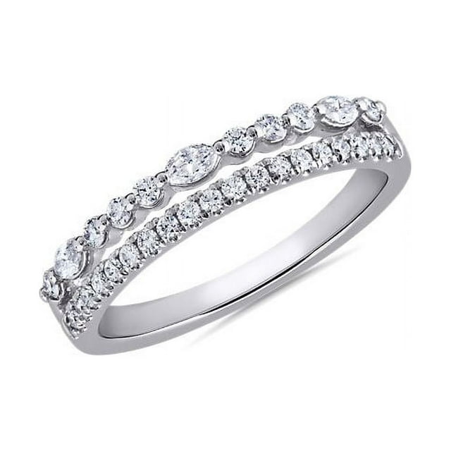 Bague d'Éternité de Mariée Magnifique en Platine Massif 950 de 0,30 Carat, Taille Ronde Excellente, Diamond Naturel, pour Mariée, Taille 5