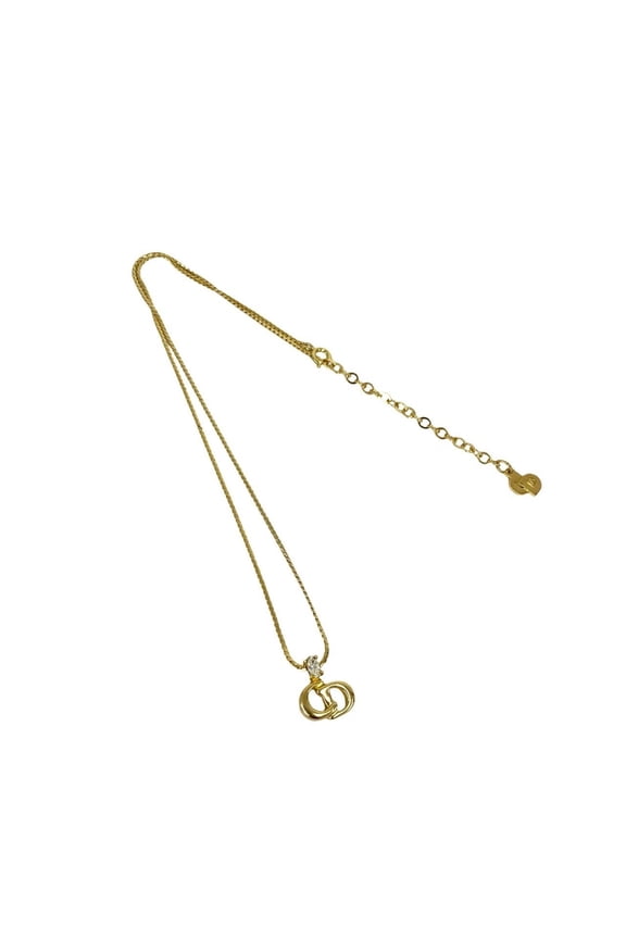 Pre-Owned Christian Dior Vintage CD Logo Motif GP Necklace, Gold Accessory 91705